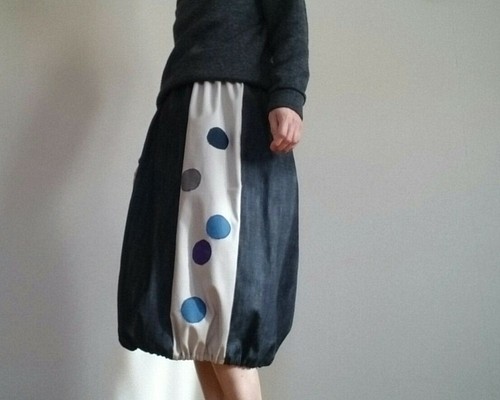 バルーンスカートふんわり決まる素敵な形デニムウエストゴム 