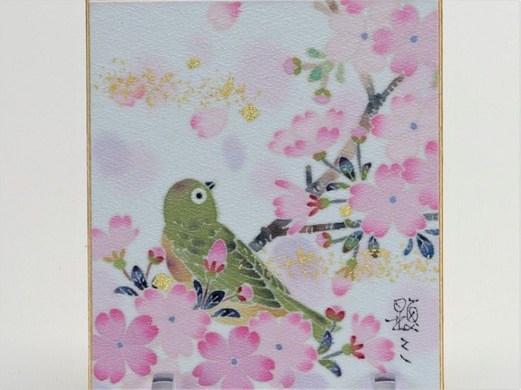 【めじろ】小色紙　 伝統工芸品 ⋆結婚祝い⋆銀婚式⋆新築祝い⋆誕生日の贈り物⋆インテリアとして日本の四季を楽しんで。　 1枚目の画像