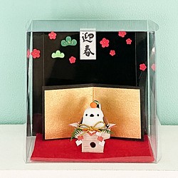 【受注生産】鏡餅風動物のお正月飾り-シマエナガ-【最終受付：12/17】 1枚目の画像