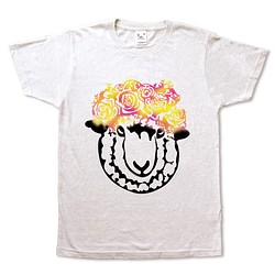 花冠羊の手刷りやわらかTシャツ 1枚目の画像