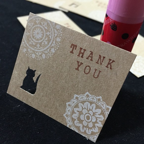【再再販】thank you card with lace & cat 1枚目の画像