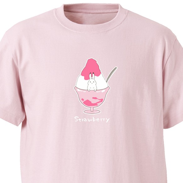 どうぶつかき氷（ストロベリー）【ライトピンク】ekot Tシャツ 5.6オンス<イラスト：タカ（笹川ラメ子）> 1枚目の画像