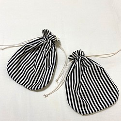 《再販4》まるい巾着袋(stripe) 1枚目の画像