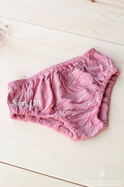 キッズ パンツ 120サイズ 【リネン コットン】 /  草木染め（トンファン：タイの木の実） ピンク 1枚目の画像