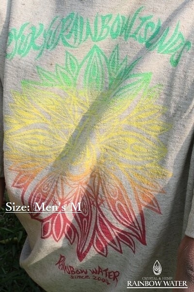 メンズ Mサイズ RYUKYU RAINBOW ISLAND　Tシャツ 【 ヘンプ コットン 】/ナチュラルオフホワイト 1枚目の画像