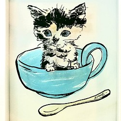 鏤空 &lt;Koneko in Mug&gt; Pet Family Interior Gift Mother&#39;s D 第1張的照片
