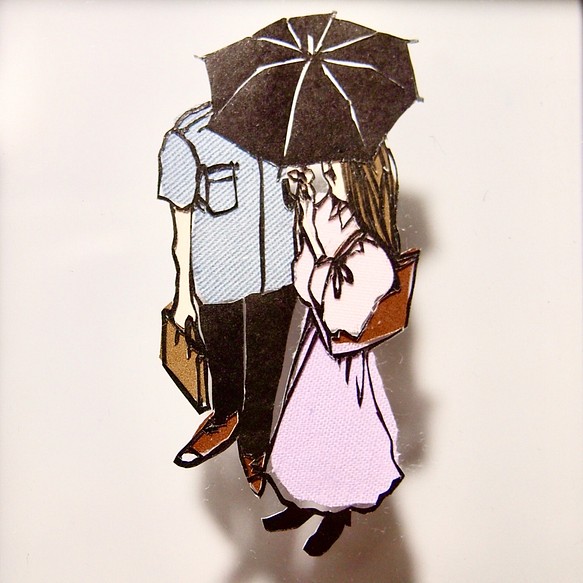 日常鏤空 L 尺寸 / 明信片尺寸“雨中的兩個人”室內禮物 第1張的照片