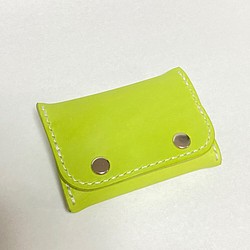 本革 シンプルコインケース　マイネ/黄緑 1枚目の画像