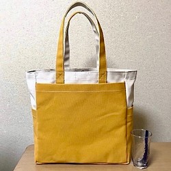 “盒子手提包”大號“Generation×Mustard”帆布手提包倉敷帆布Izumi棉帆布[訂購生產] 第1張的照片