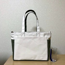 【訂購生產】“Box Tote”通勤手提包“Creating Ri Olive”帆布手提包Kurashiki Canvas No 第1張的照片