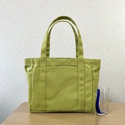 “ Pocket Tote”中號“ Hiwa Green”帆布手提袋倉敷8號帆布[定做] 第1張的照片