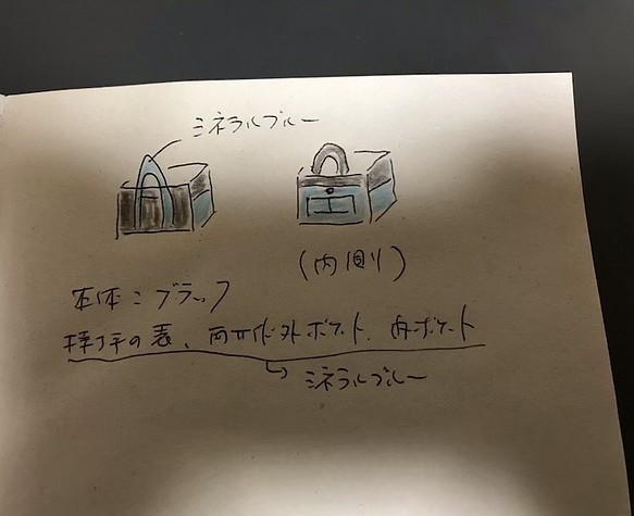 【訂購生產】“Pocket Tote”小號“Black×Mineral Blue”帆布手提包Kurashiki Canvas N 第1張的照片
