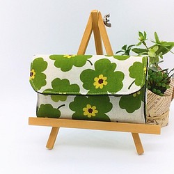 【再販2】全7カラー※ミニ財布⭐︎北欧風の花柄&デニム（グリーン） 1枚目の画像