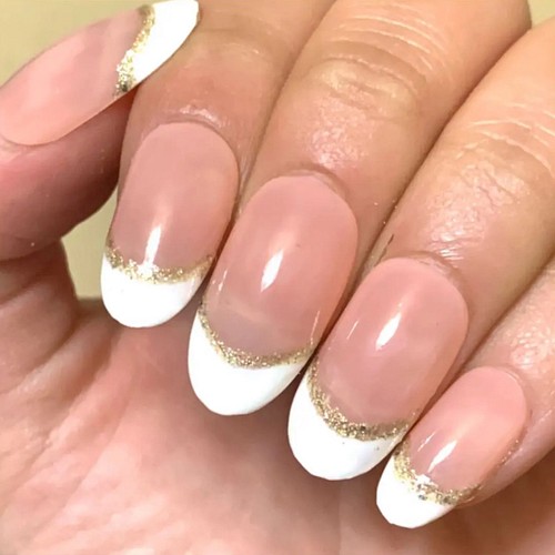 フレンチネイル ホワイトフレンチ ワンポイントネイル ベージュネイル ラメネイル ネイルチップ ネイルチップ ネイルシール Ciel Nail 通販 Creema クリーマ ハンドメイド 手作り クラフト作品の販売サイト