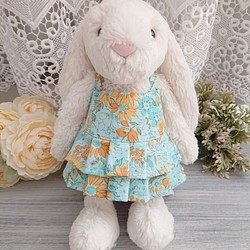 ◆水色フラワーのワンピース*jellycatジェリーキャットぬいぐるみ服ドレスぬい服