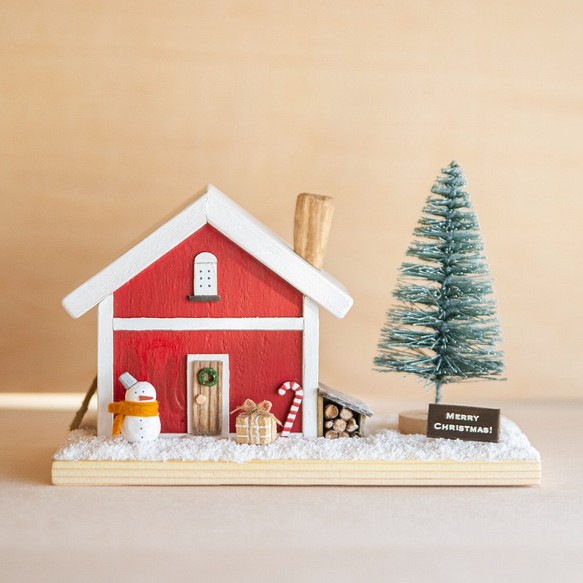 [受注生産] ミニチュア ハウス クリスマスハウス 木製 北欧 雑貨 インテリア 置物