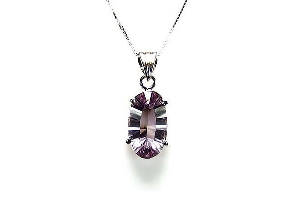 天然石宝石レベルライト紫アメジストダイヤモンドカット シルバー925 ネックレス石街 1枚目の画像