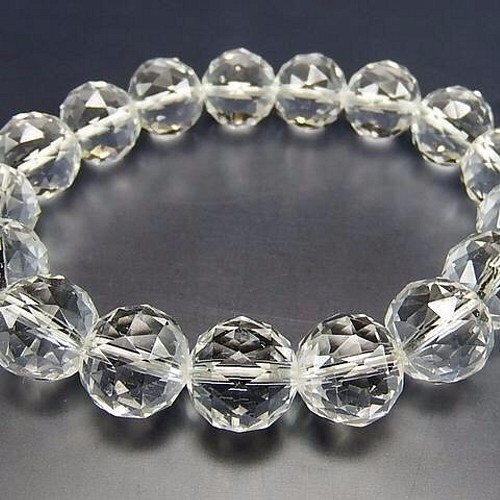 レア天然石4A水晶ダイヤモンドカット約8mm 数珠ブレスレット