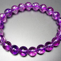 天然石3Ａ紫クラック水晶約8ミリ22粒数珠ブレス石街 1枚目の画像