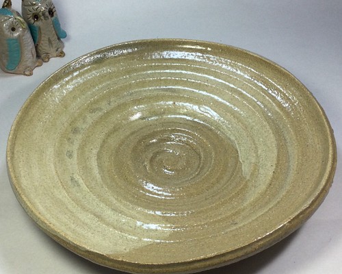 手作り陶器　和食器　白絵刷毛目大皿　大鉢