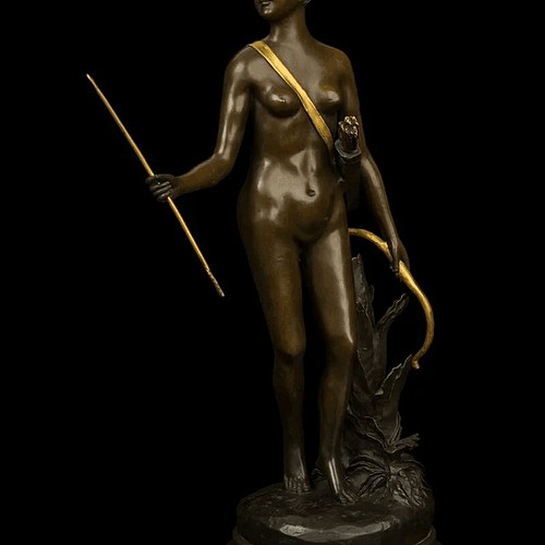 最愛 【永楽】 大人気ブロンズ像 女狩人 インテリア 彫刻 銅像 - 美術