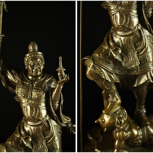 超大型ブロンズ製仏教美術毘沙門天四天王55ｃｍ銅像 彫刻 仏像