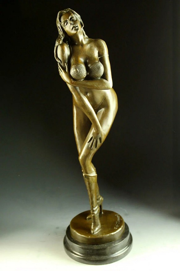 大型ブロンズ像 セクシーな裸女 Olaf Odegaard 54cm インテリア 彫刻