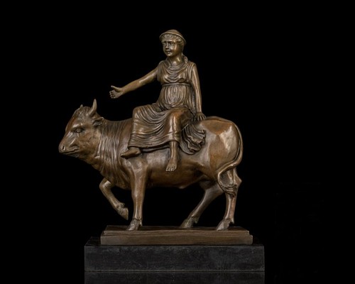 ブロンズ像 牛に乗った少年 インテリア家具 置物 彫刻 銅像 彫像 美術