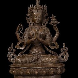 仏教美術 ブロンズ像 四臂観音菩薩像 20cm インテリア家具 置物