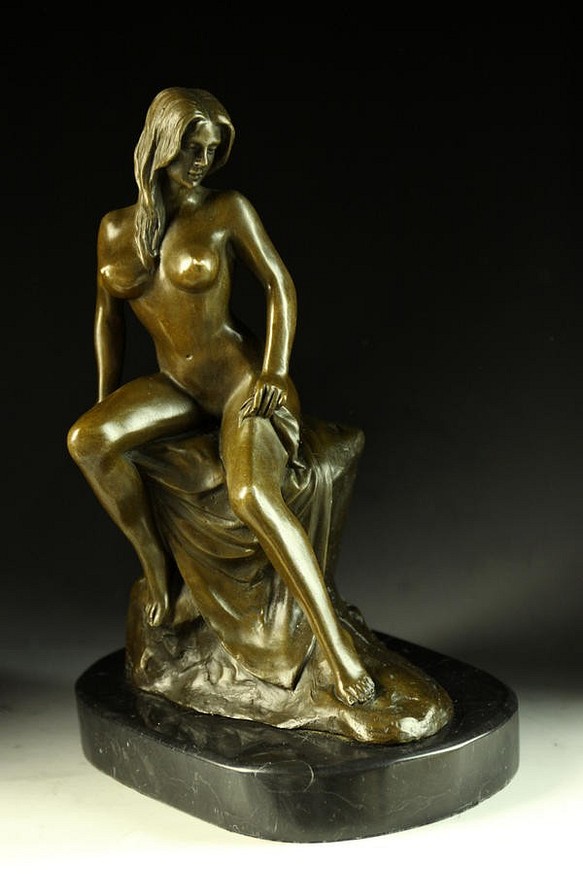 ブロンズ像 裸女像 milo作 女性 銅像 裸体 裸婦像 彫刻 美品 - 工芸品