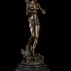 c07-6257[TOM] 大和作内 ブロンズ 彫刻「青空」高さ61cm 重さ7.1kg 共箱 女性像 裸婦 銅像 オブジェ 置物