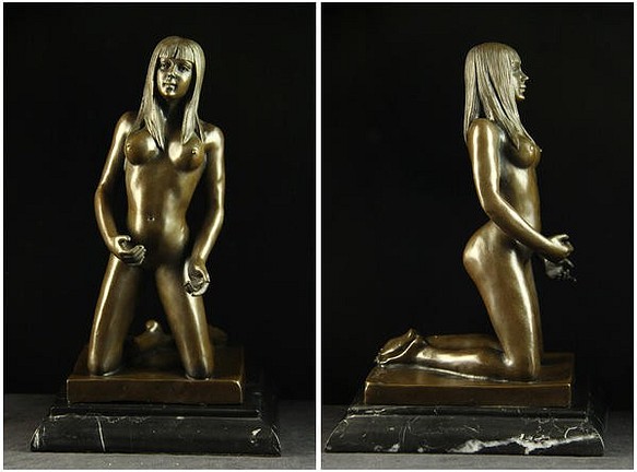 超人気ブロンズ像　膝立ち裸の少女名品　インテリア家具　置物　彫刻　銅像　彫像　美術品フィギュア贈り物 プレゼント