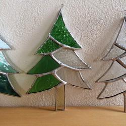 ステンドグラス クリスマスツリー オーナメント(ミックスカラー) 1枚目の画像
