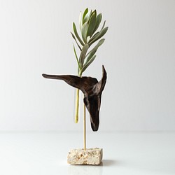 Driftwood flower vase 88 - Natural Stone square - 1枚目の画像