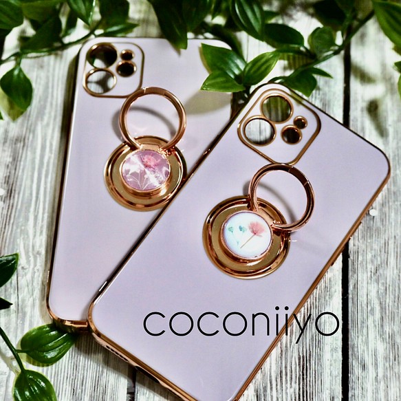 イニシャル入れ可 Iphone スマホ スマートフォン ケース リング付き 押し花 パープル 紫 かすみ草 Iphoneケース カバー Coconiiyo 通販 Creema クリーマ ハンドメイド 手作り クラフト作品の販売サイト