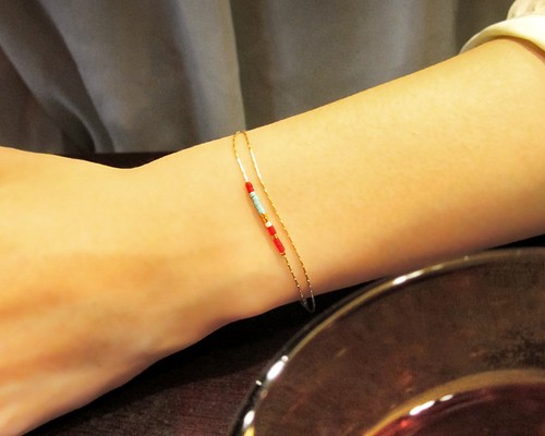 Genie series | glass beads bracelet #9 red&blue ブレスレット