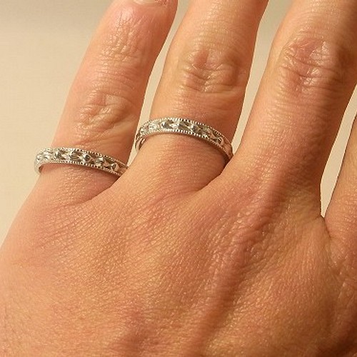 プラチナ900 結婚指輪 ペアリング アンティーク調マリッジリング ３ 