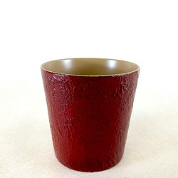 つらいちカップ　錆たたき塗　朱/白 1枚目の画像