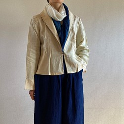 刈安染、タキシードジャケットジャケット（リネン１００％ 1枚目の画像