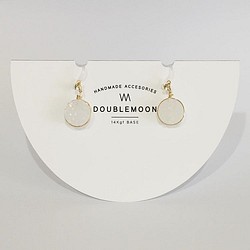 【14Kgf】 DOUBLEMOON ドゥルージーアゲート ホワイトイヤリング 1枚目の画像