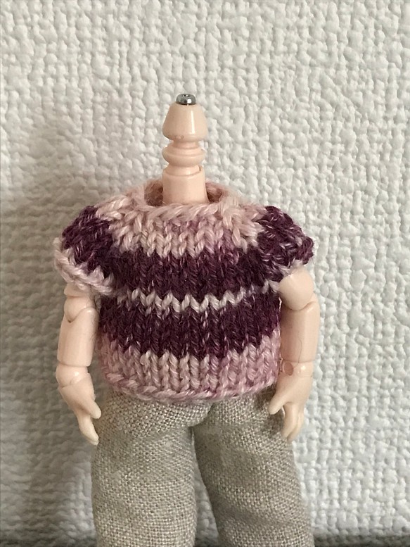 オビツ11ピンクの手編みのセーター 1枚目の画像
