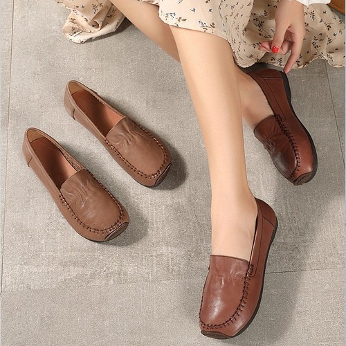 送料無料】新しい手作りの女性の靴レトロな革の靴 スリッポン 春の風