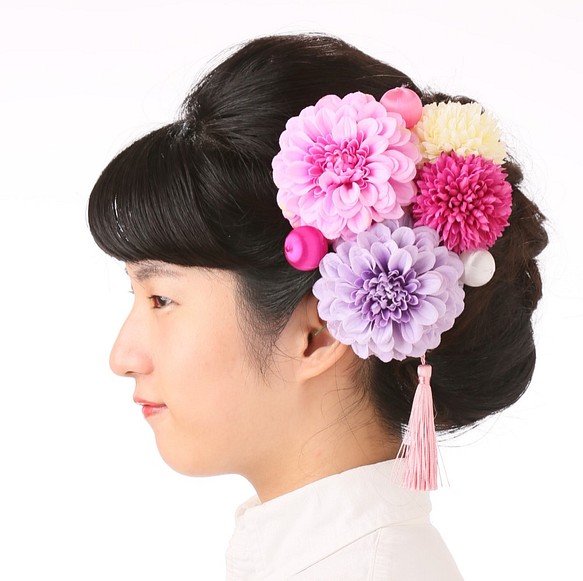 【銷售】日式婚姻/成人儀式之前！頭飾連衣裙享受豪華大麗花和藝術媽媽顏色coords 第1張的照片