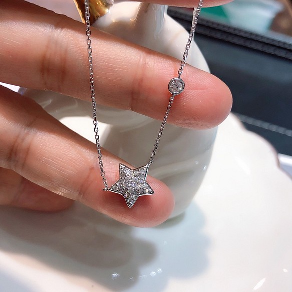 星モチーフ 天然ダイヤモンドネックレス0.22ct k18 equaljustice.wy.gov