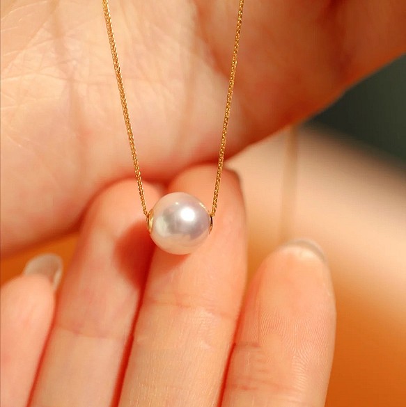 あこや真珠 一粒ネックレス8.5-9mm k18 - ネックレス