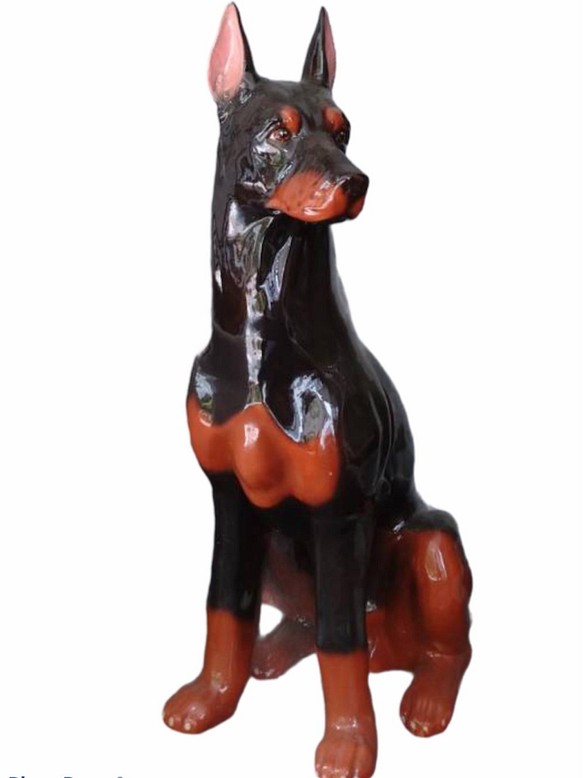 ドーベルマン【Lサイズ】犬オブジェ/新品/陶器製/高さ約88.5cm