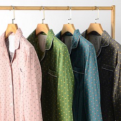 『コットンルームウエア』パジャマ　長袖　上下セット　先染めコットン　女性4色＋男性2色 rw031 1枚目の画像
