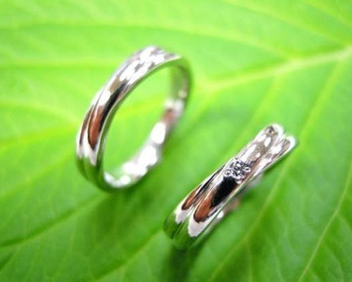 鍛造 結婚指輪 プラチナ pt900 幅3.5mm 2連リングに見える２連 ...