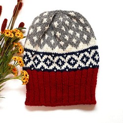 編み込み模様のニット帽（4色）『冬支度ハンドメイド2017』 1枚目の画像