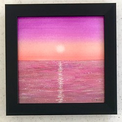 　小さな海　ミニ水彩原画　1 ピンク 1枚目の画像